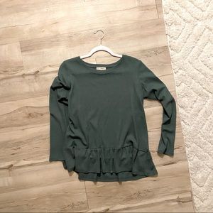 Forest Green Peplum Long Sleeve